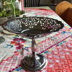 Vintage Krome Kraft Farber Bros Silver Compote Pedestal Dish